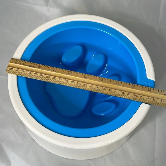 FELLIP Slow Feeder Dog Dish Blue White Large Breed 2 Pc Non Slip - Picture 5 of 8